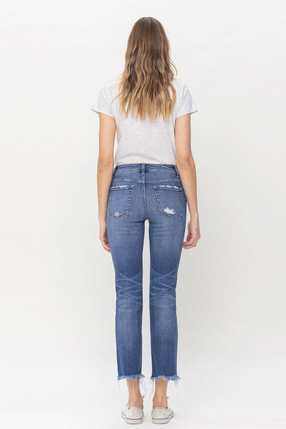 Flying Monkey Mid Rise Crop Slim Straight Jeans