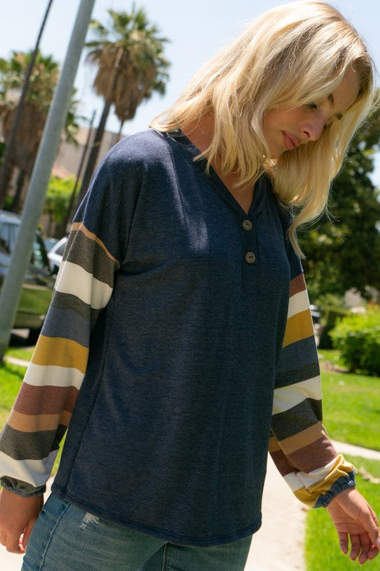 STRIPE SOLID MIXED TOP