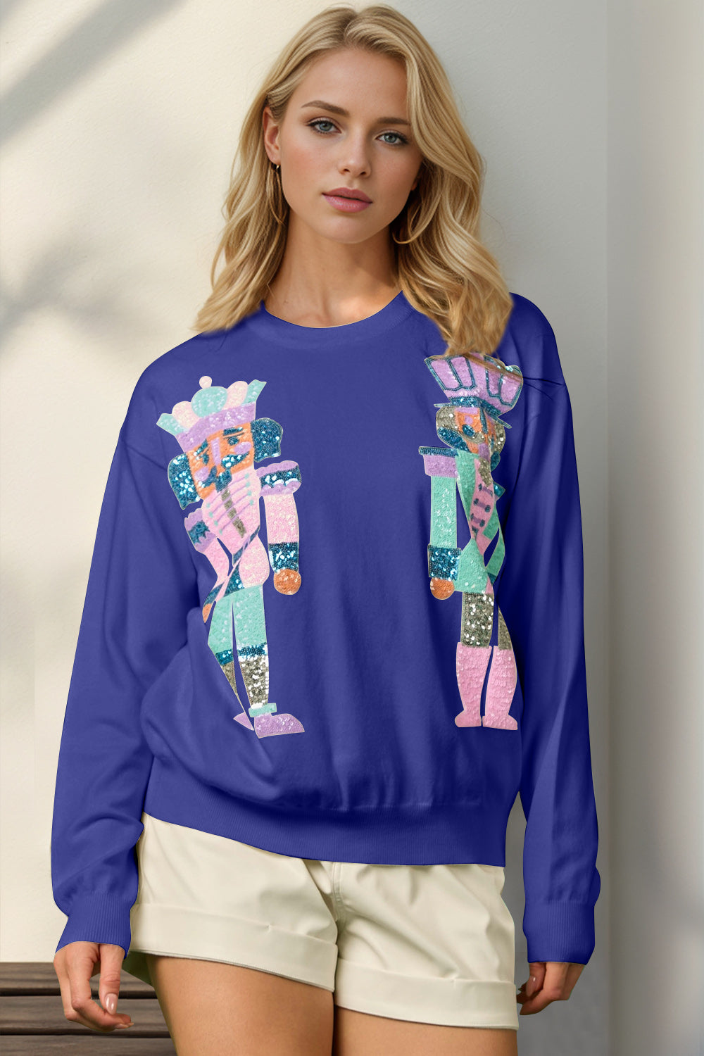 Sequin Nutcracker Long Sleeve Sweater