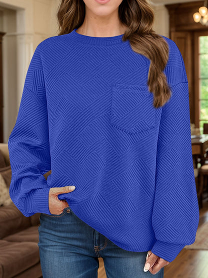 Texture Round Neck Long Sleeve Sweatshirt