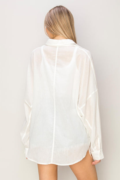 Button Up Drop Shoulder Shirt