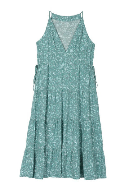 Sleeveless V neck tier dress