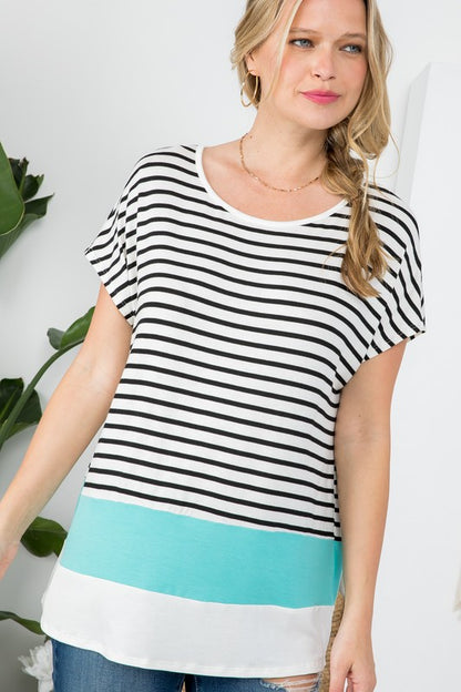 STRIPE COLORBLOCK TUNIC TOP