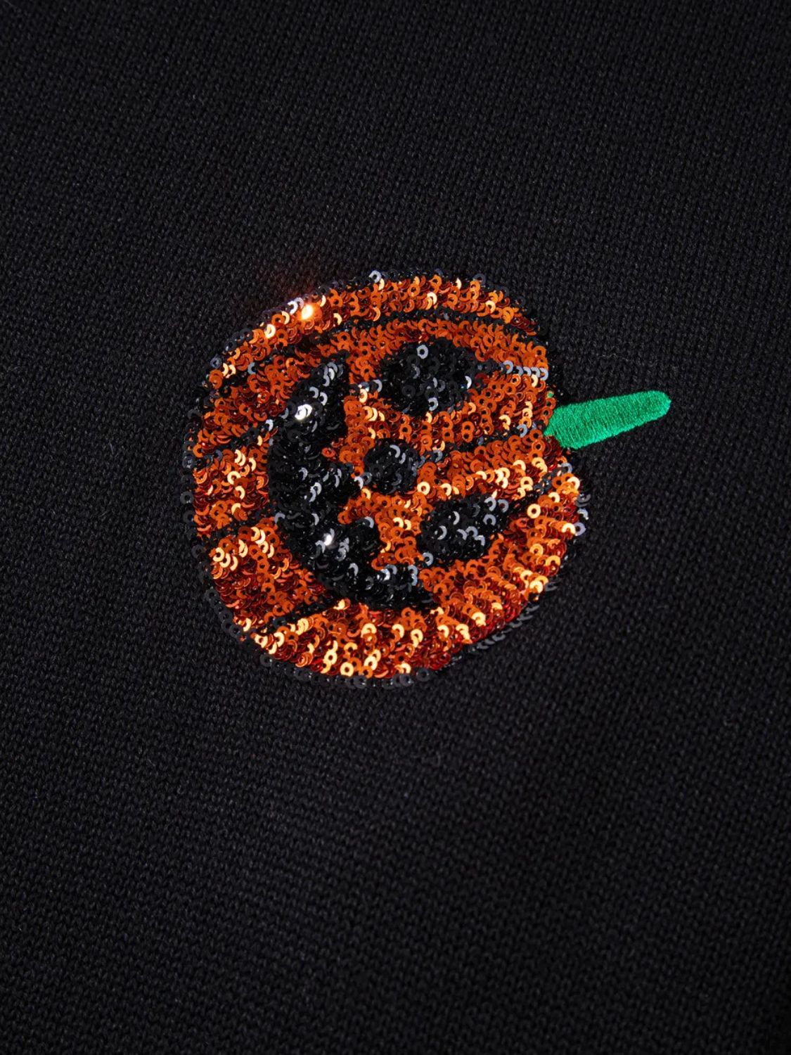 Sequin Pumpkin Round Neck Sweater