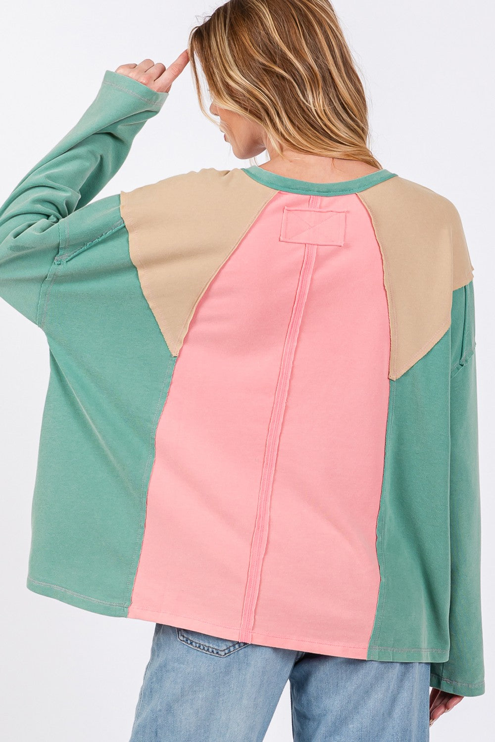 Mineral Wash Color Block Top