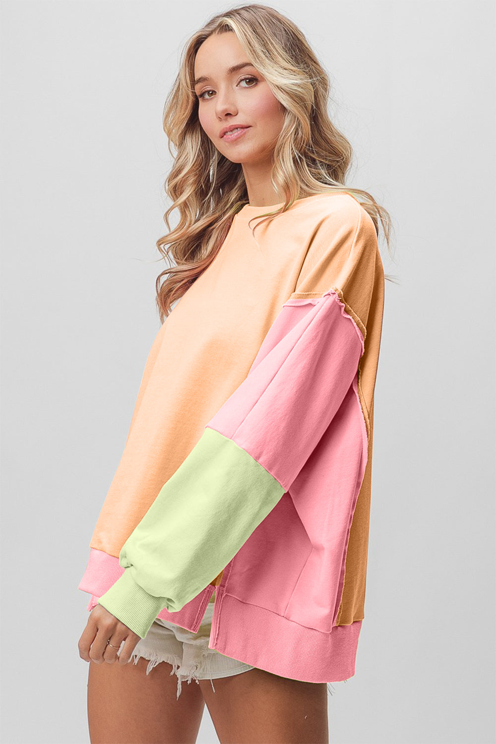 Washed Color Block Sweatshirt