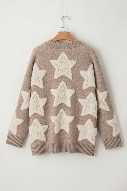 Star Button Up Long Sleeve Cardigan