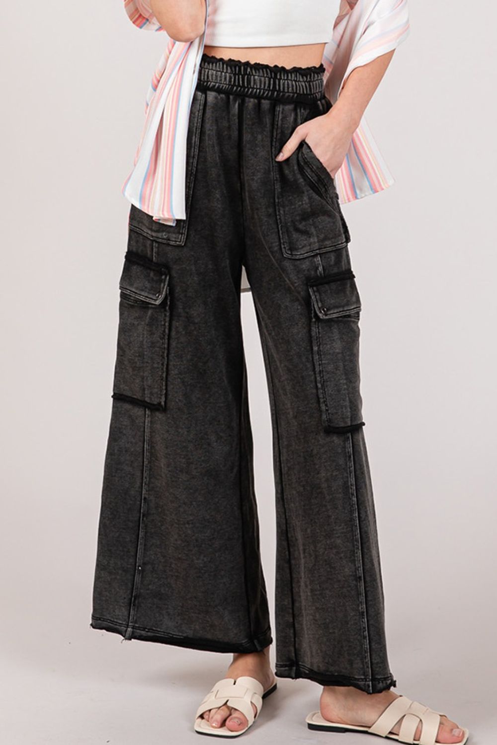 Knit Terry Mineral Wash Wide Leg Pants