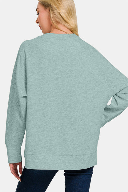 Scuba Round Neck Side Slit Sweatshirt