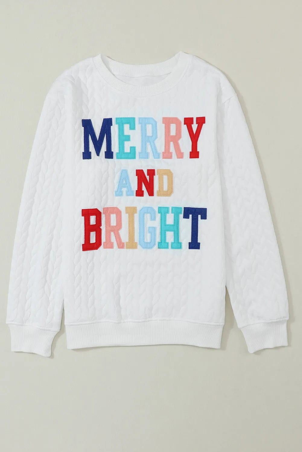 MERRY AND BRIGHT Cable Knit Pullover Sweatshirt