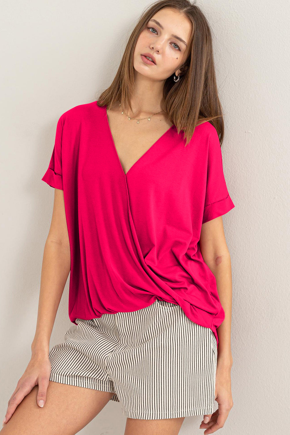 Short Sleeve Surplice Top