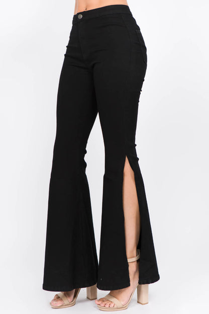 Side Slit Flare Jeans