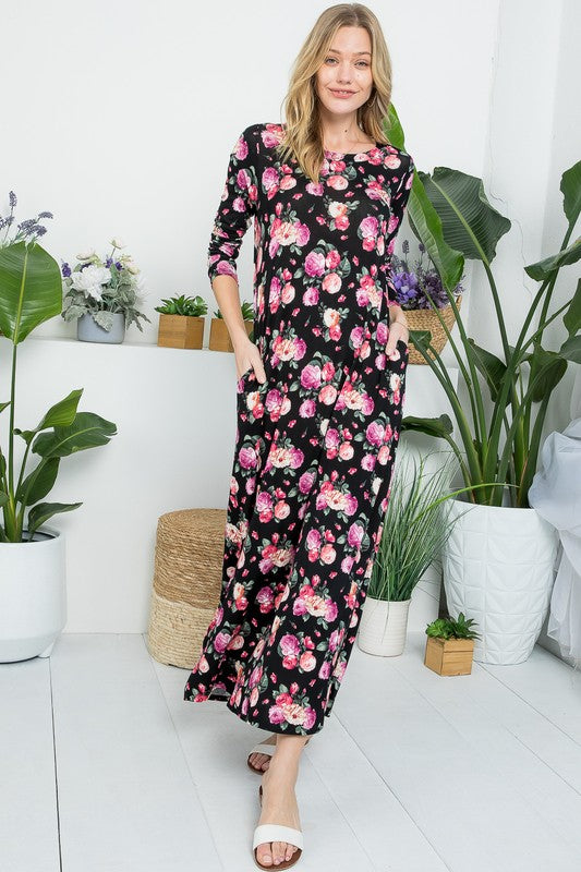 ALLOVER FLORAL MAXI DRESS