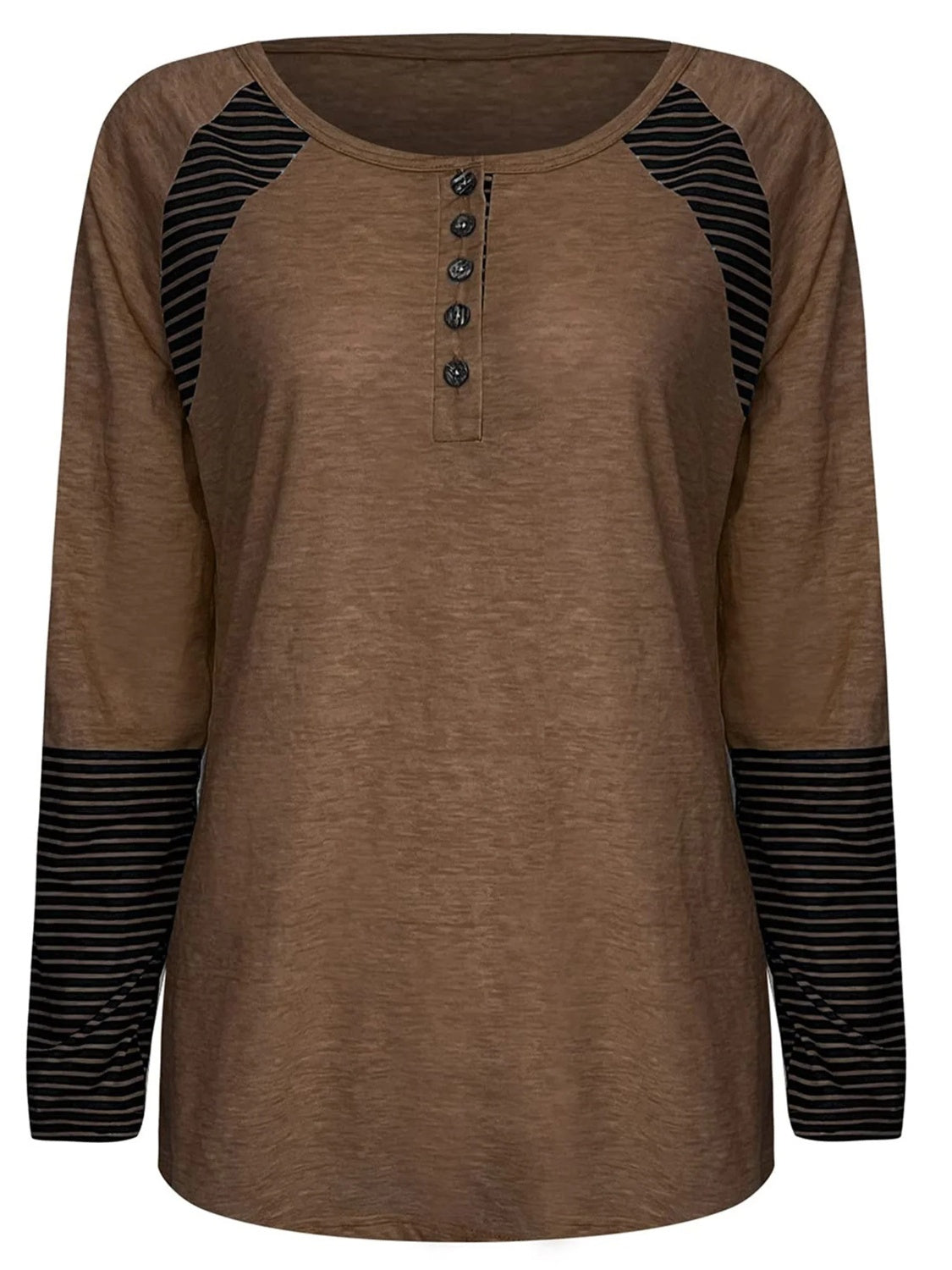 Striped Quarter Button Long Sleeve T-Shirt