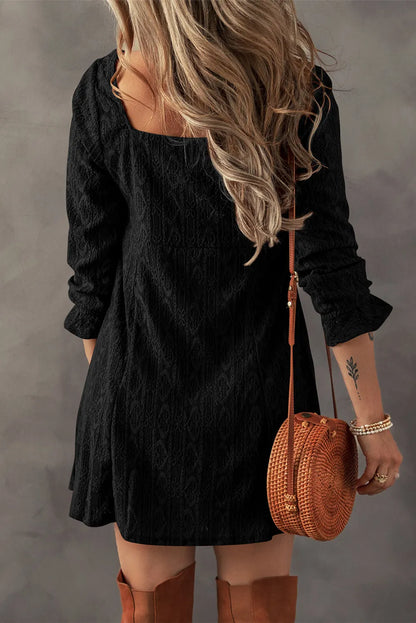 Textured Square Neck Mini Dress