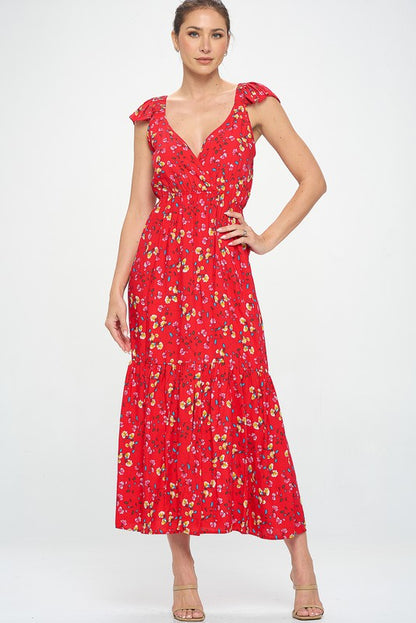 SUMMER FLORAL SLIT MAXI DRESS