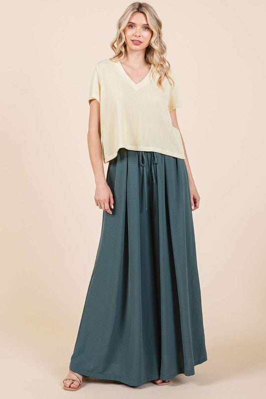 Pleated Wide Leg Pants