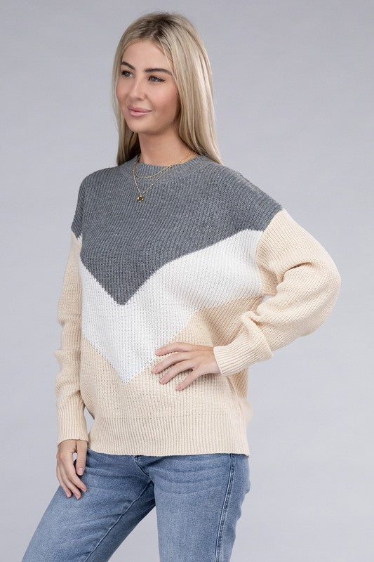 Colorblock Drop Shoulder Sweater