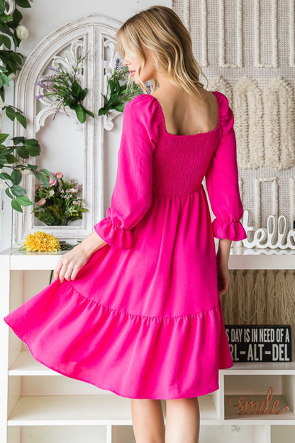 Smocked Ruffle Hem Dress