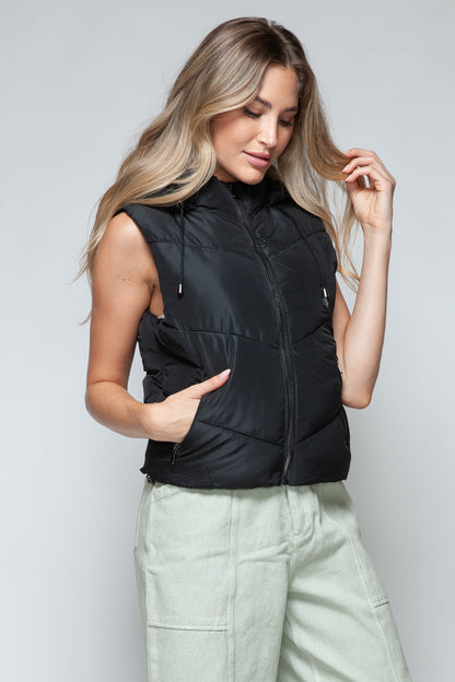 Zip Up Quilted Hooded Vest