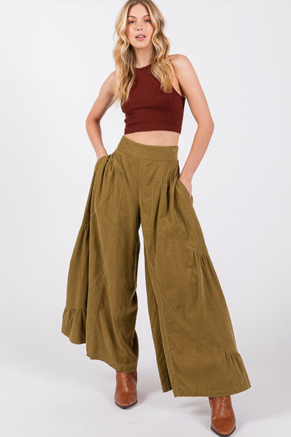 High Rise Corduroy Wide Leg Pants