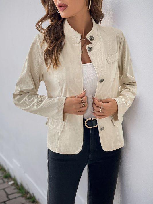 Button Up Mock Neck Jacket