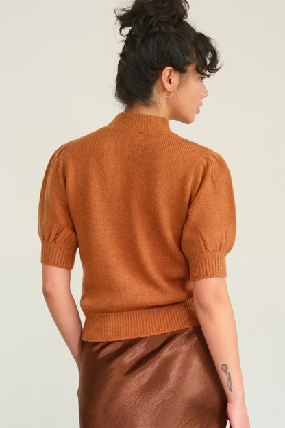 Mock Neck Puff Sleeve Sweater