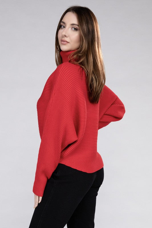 VISCOSE DOLMAN SLEEVE TURTLENECK SWEATER