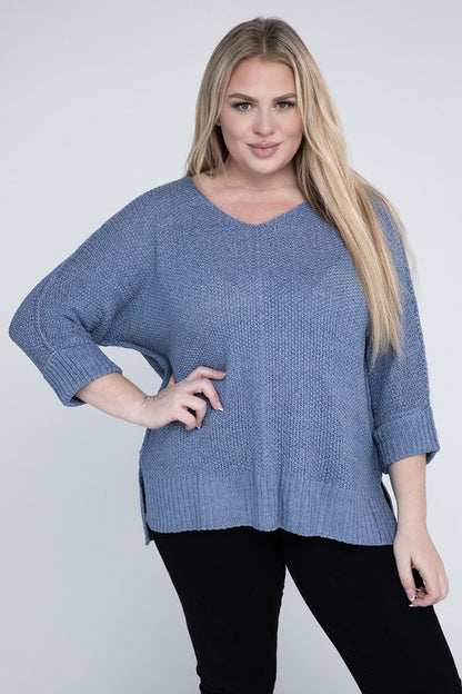 Plus Size Crew Neck Knit Sweater