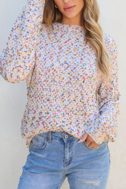 Confetti Round Neck Long Sleeve Sweater