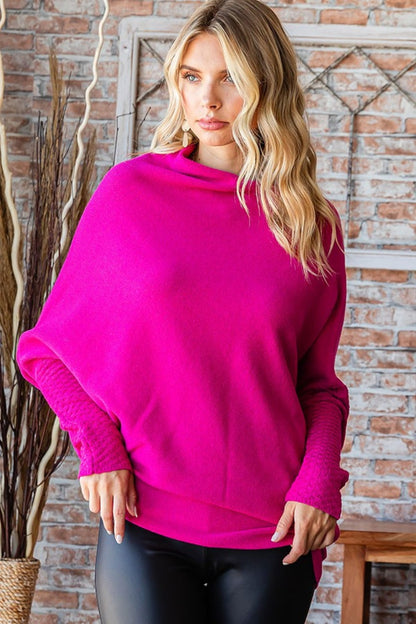 Asymmetrical Hem Dolman Sleeve Sweater