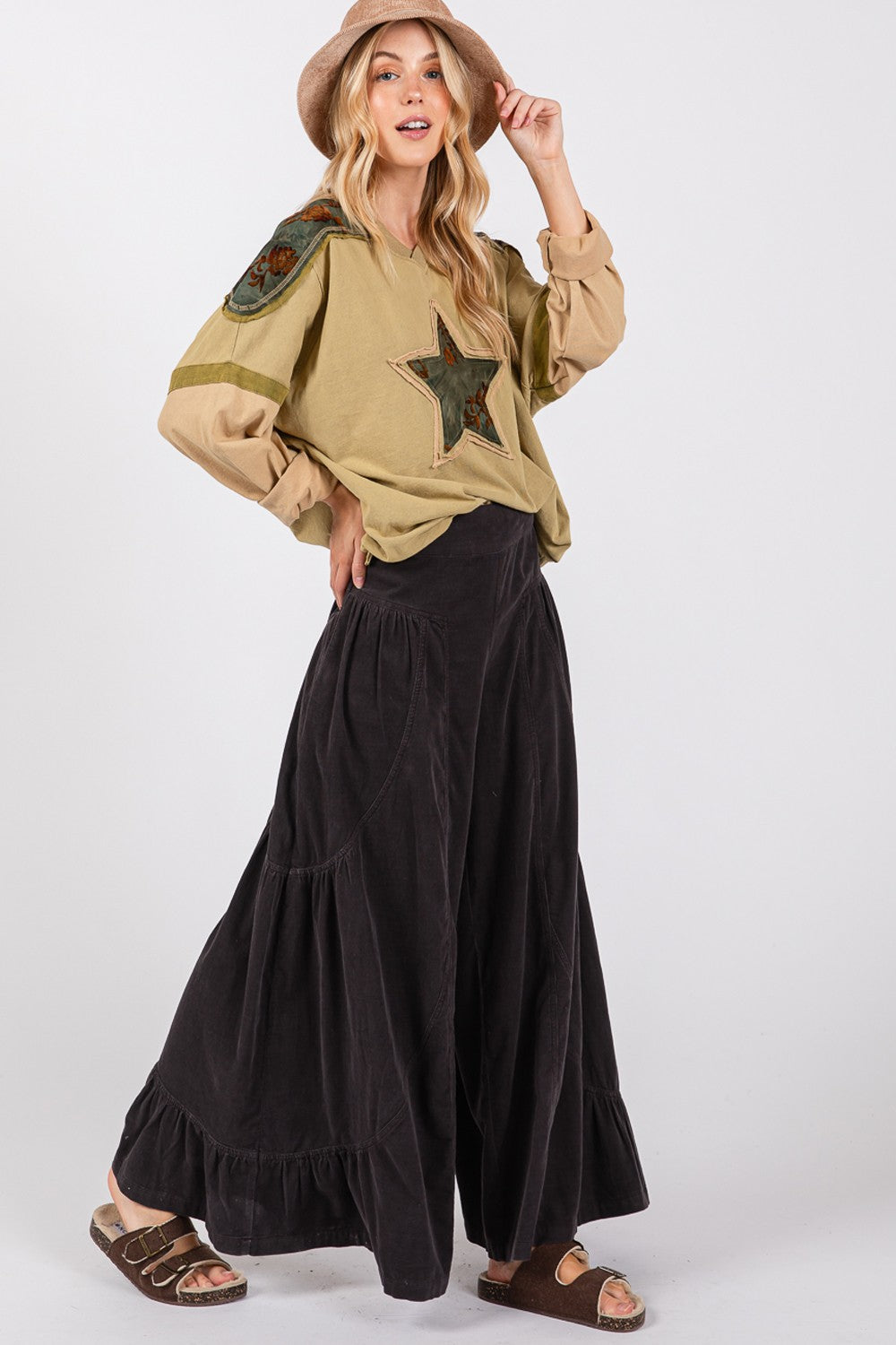 High Rise Corduroy Wide Leg Pants