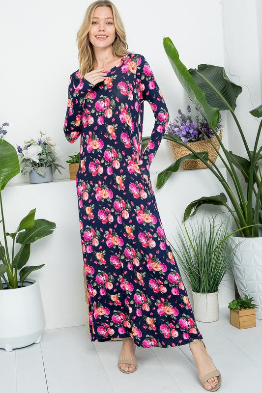 ALLOVER FLORAL MAXI DRESS