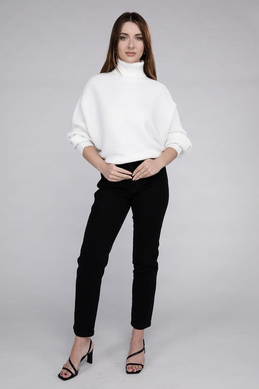 VISCOSE DOLMAN SLEEVE TURTLENECK SWEATER