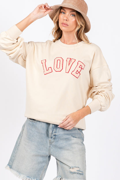 LOVE Path Applique Drop Shoulder Sweatshirt