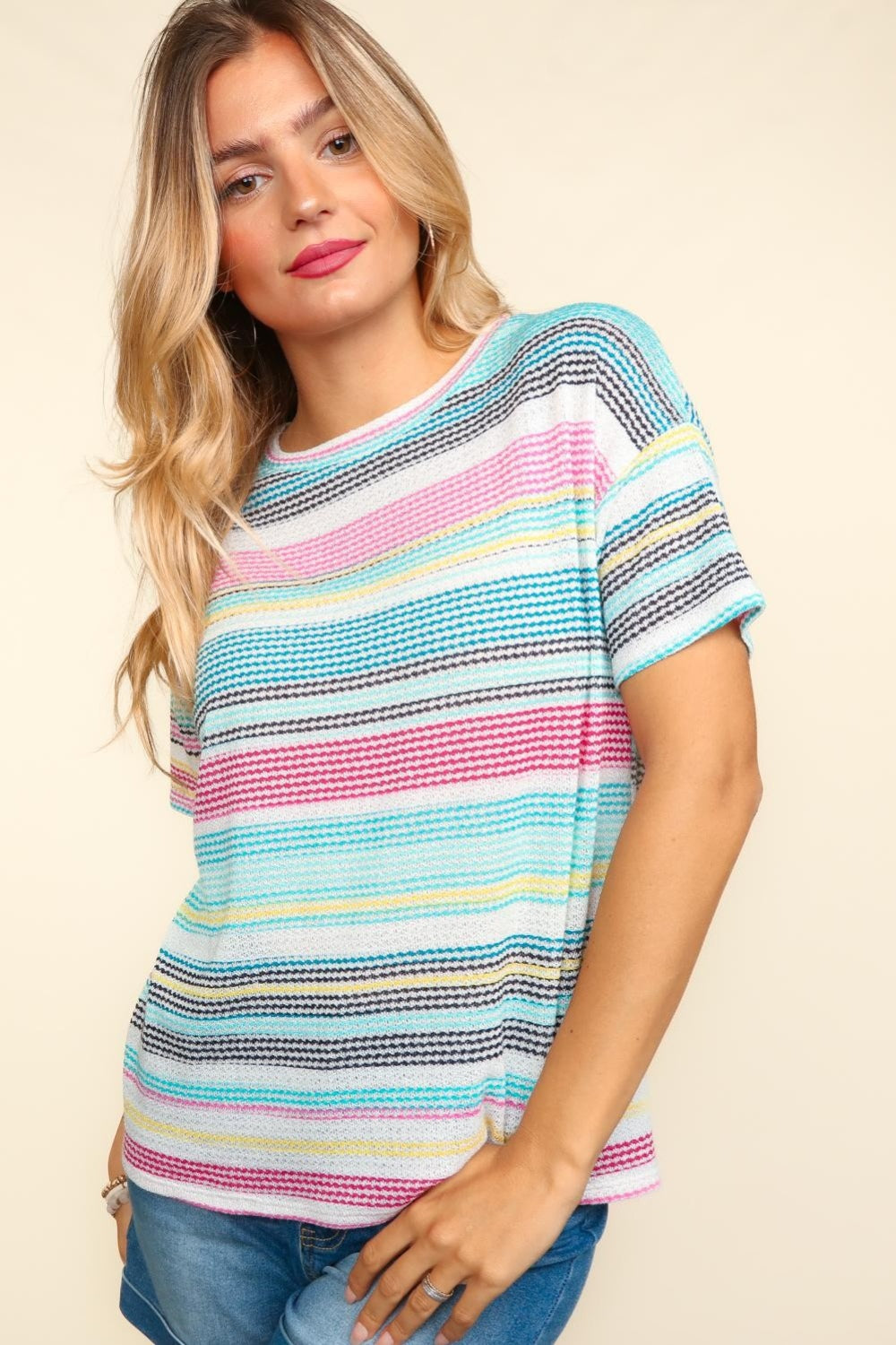 Waffle Stripe Short Sleeve T-Shirt