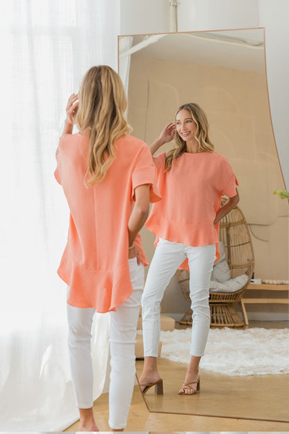 Round Neck Ruffled Top