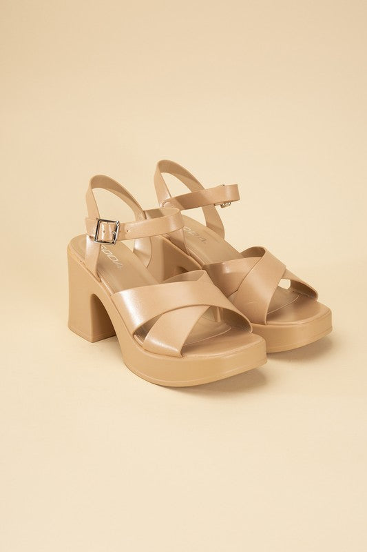 CRISSCROSS SANDAL HEELS