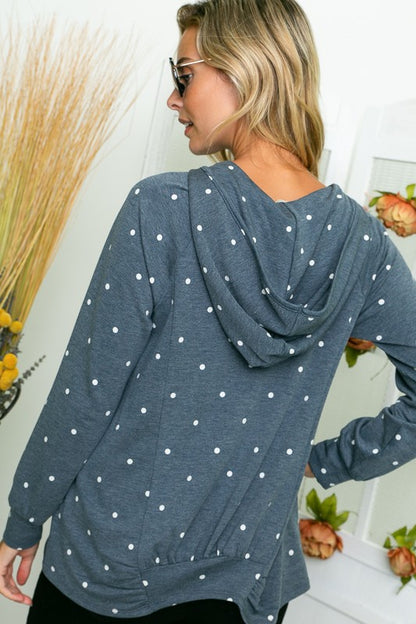 POLKA DOT TERRY HOODIE TOP