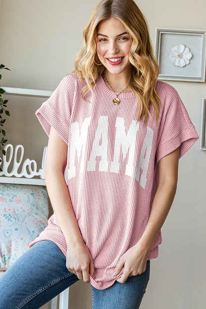 Letter Graphic Short Sleeve Mama T-Shirt