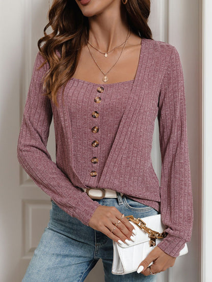 Square Neck Long Sleeve T-Shirt