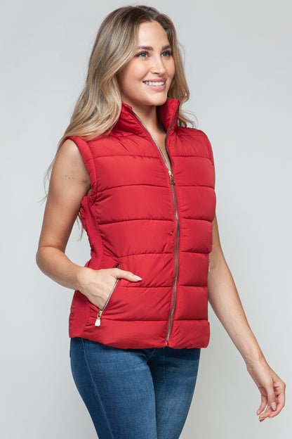 Zip Up Turtleneck Vest with Pockets