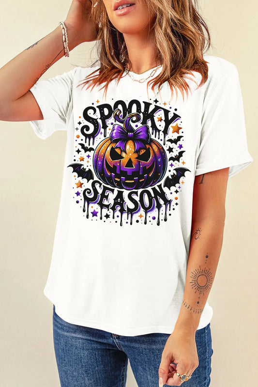 Jack-O'-Lantern Graphic Round Neck Short Sleeve T-Shirt