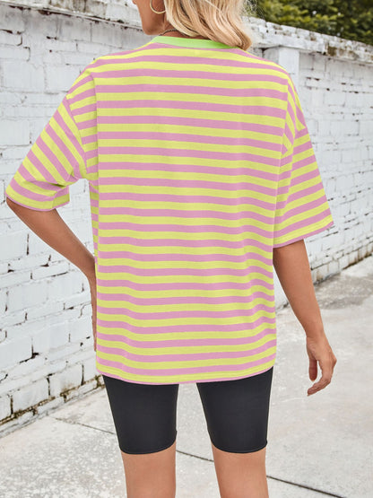 Striped Round Neck Half Sleeve T-Shirt