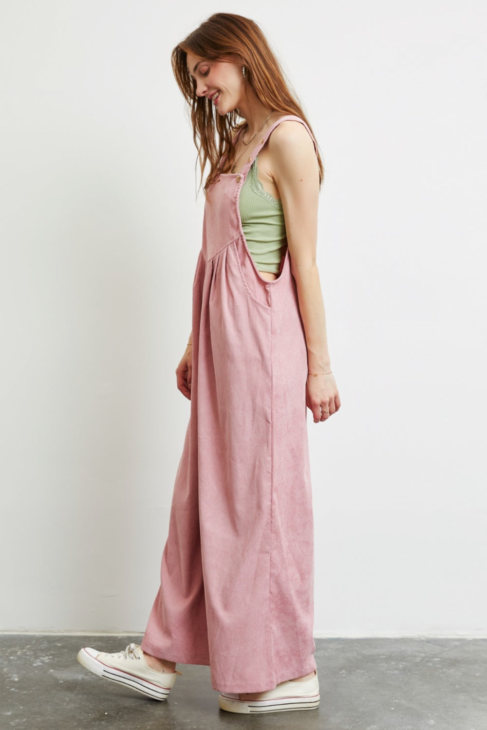 Corduroy Sleeveless Wide-Leg Overalls