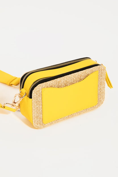 Straw Contrast Crossbody Bag