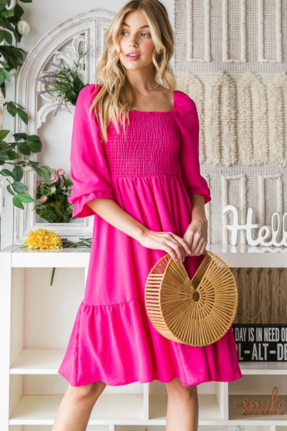 Smocked Ruffle Hem Dress