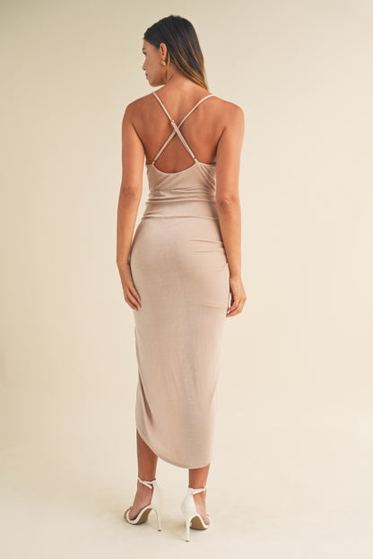 Draped Detail Cami Midi Dress