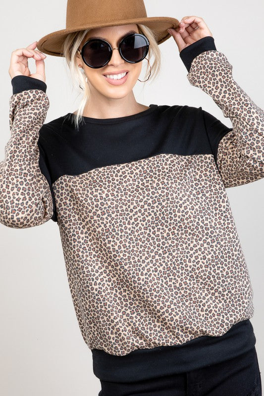 TERRY ANIMAL MIXED SWEATSHIRT TOP