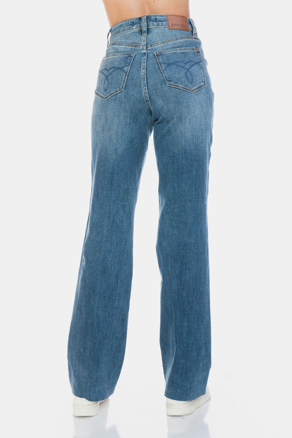 Judy Blue Tummy Control Cut Raw Hem Straight Jeans